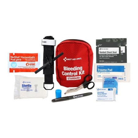 Acme United First Aid Only Bleeding Control Kit, Texas Mandate, Fabric, Red, 13 Pieces 91159